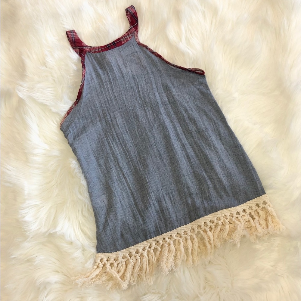 Girls Denim Tank with Tassels